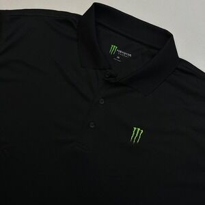 Monster Energy Polo Shirt Black Mens 3XL Short Sleeve Logo Golf Casual Y2K
